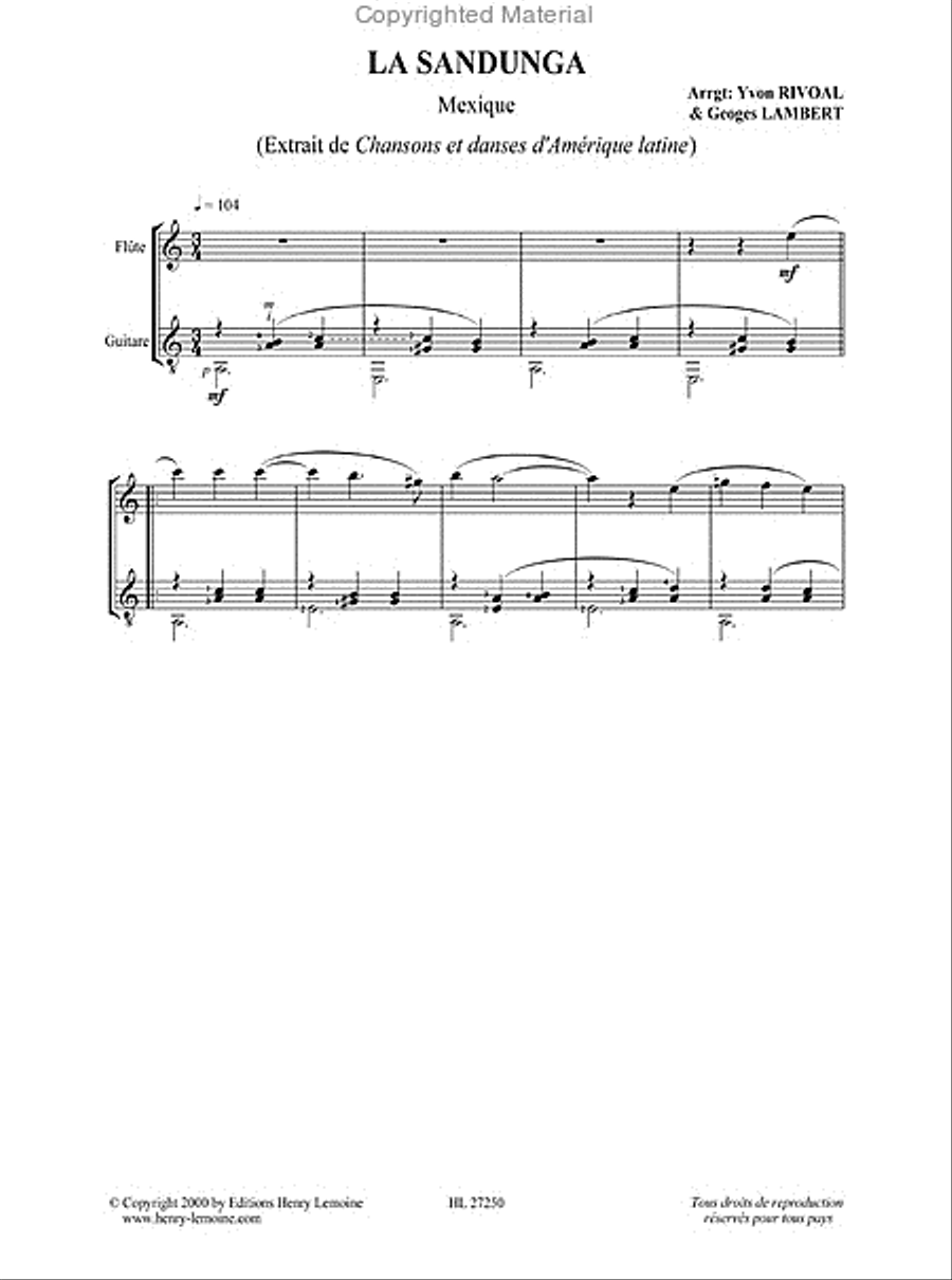 Chansons et danses d'Amerique latine - Volume A Flute scores gallery preview page 11