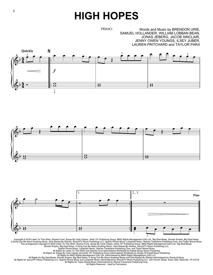 High Hopes (arr. David Pearl) Piano Duet scores gallery preview page 2