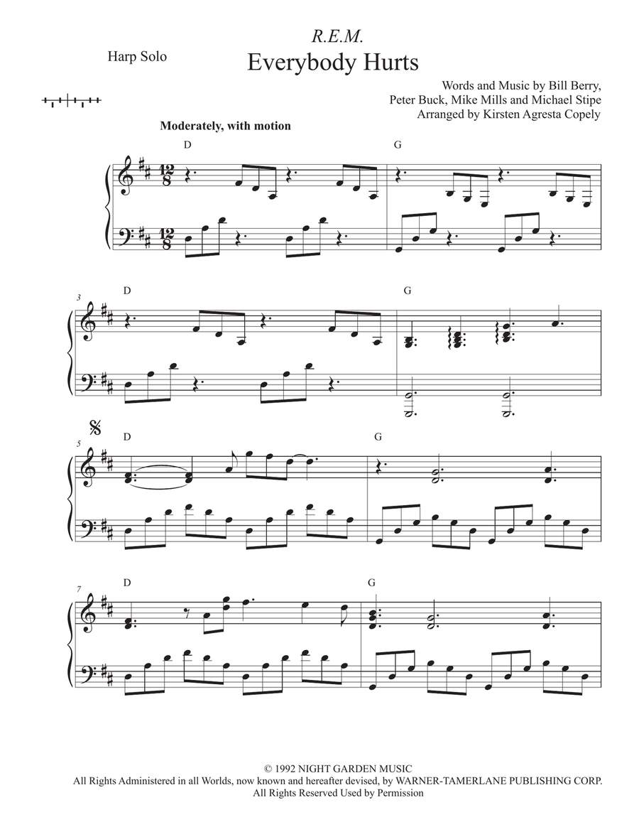 Everybody Hurts Harp scores gallery preview page 1