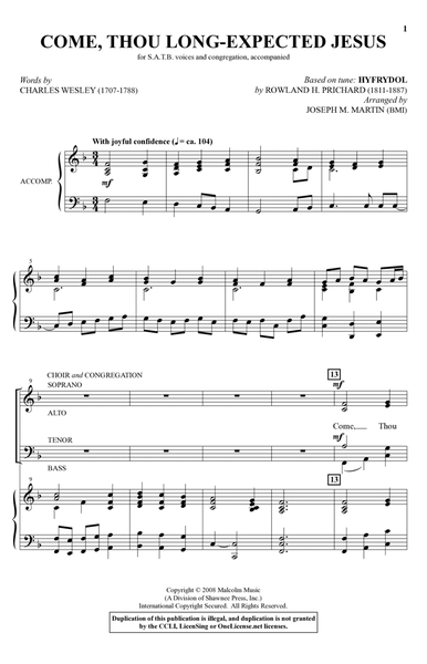 Come, Thou Long-Expected Jesus (from Carols For Choir And Congregation)