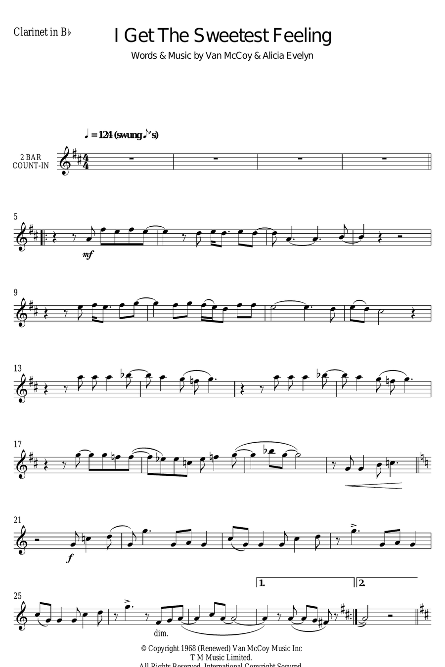 I Get The Sweetest Feeling Clarinet Solo scores gallery preview page 1