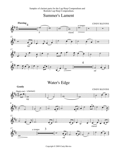 Clarinet Parts! For the Lap Harp Compendium and Bedside Lap Harp Compendium. Instant Ensembles!