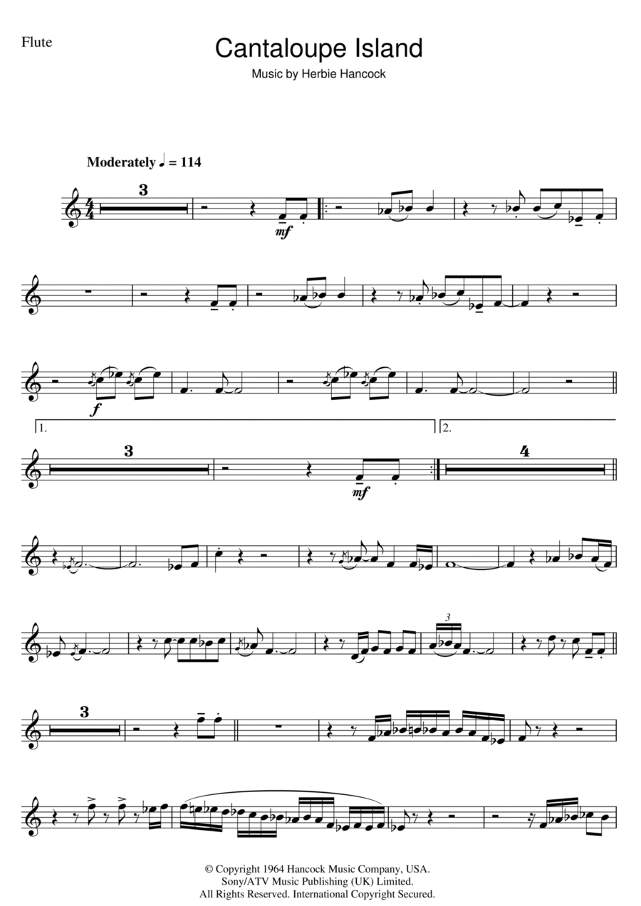 Cantaloupe Island Flute Solo scores gallery preview page 1