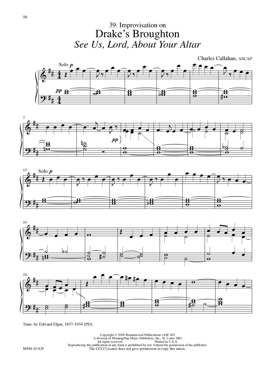 Improvisation on Drake's Broughton (See Us, Lord, About Your Altar) Organ scores gallery preview page 1