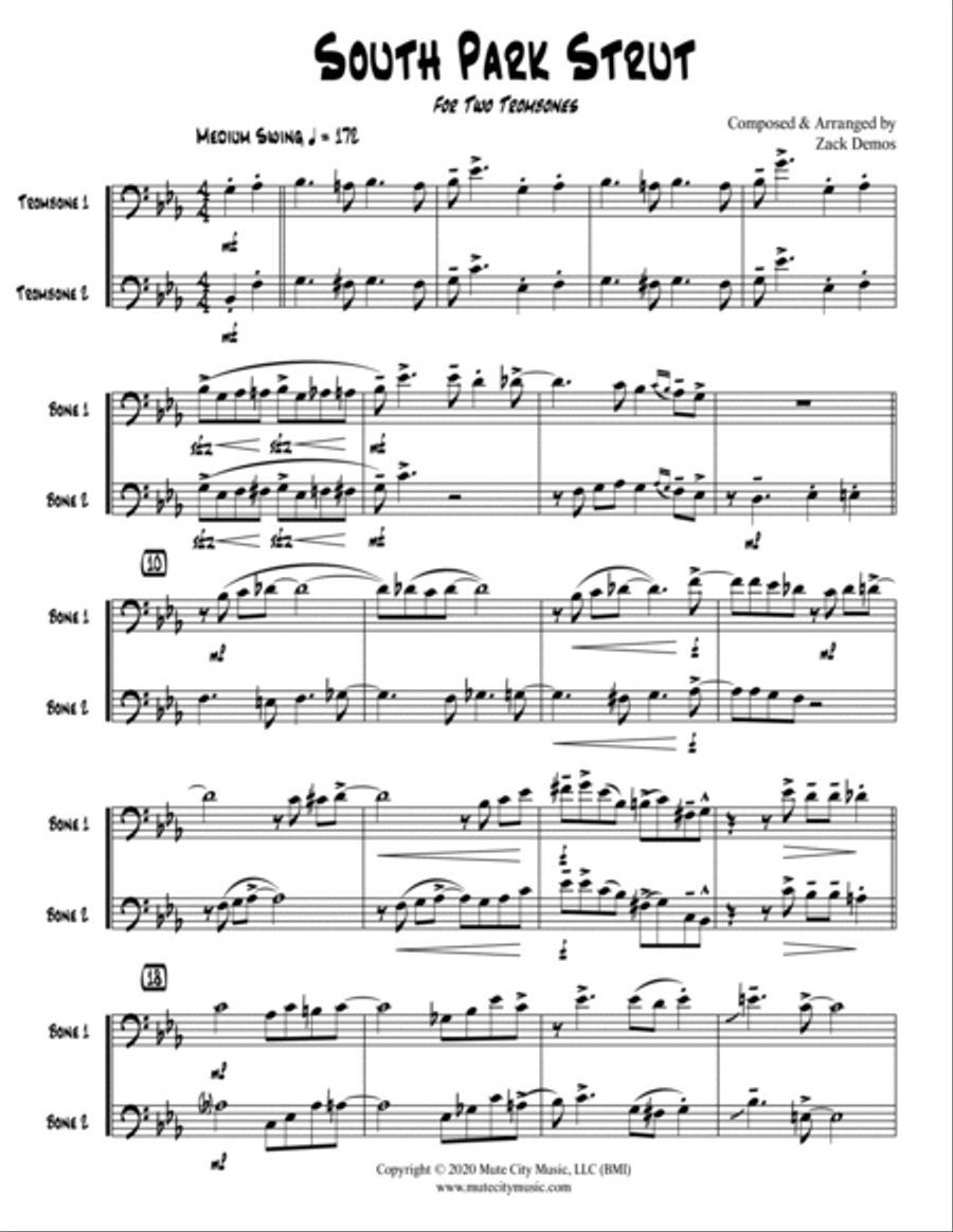 South Park Strut South Park Strut Trombone Duet scores gallery preview page 2