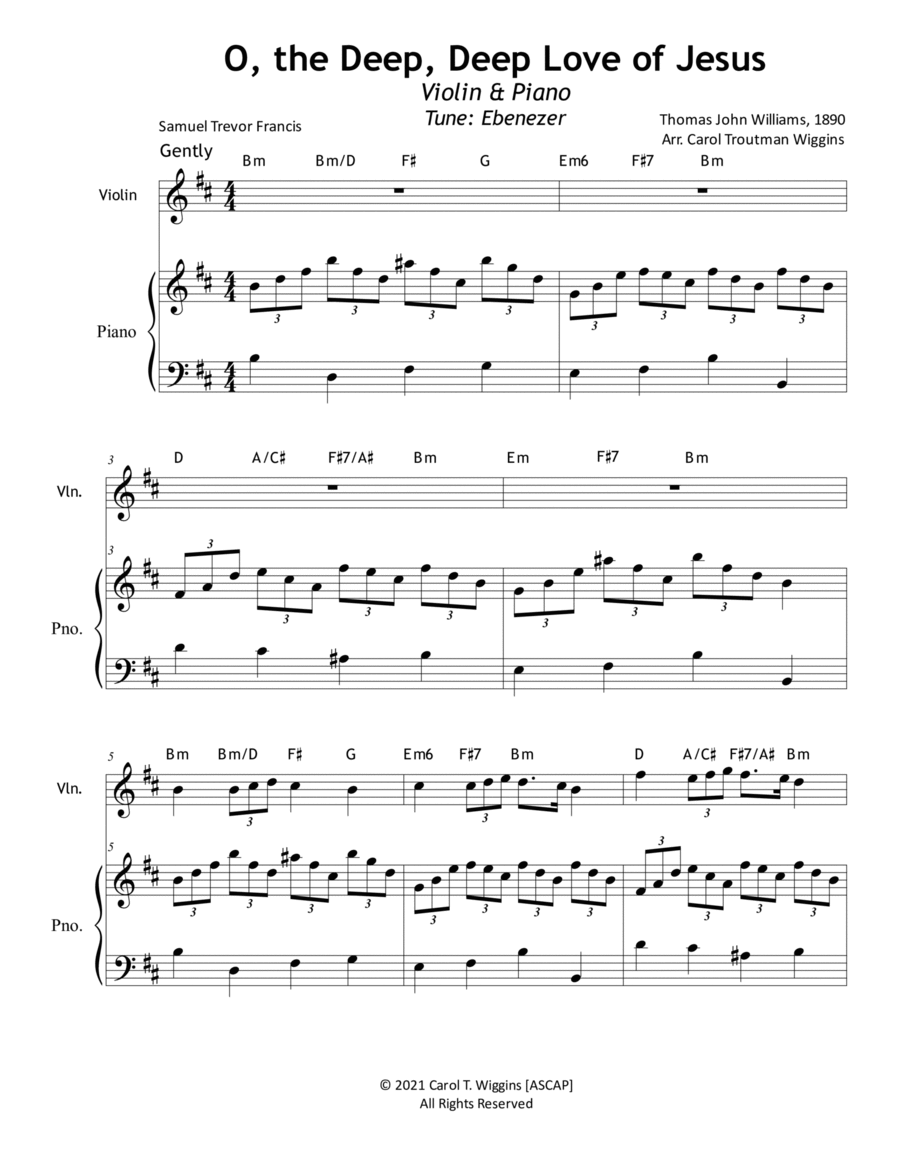 O, the Deep, Deep Love of Jesus (Violin & Piano) Violin Solo scores gallery preview page 1