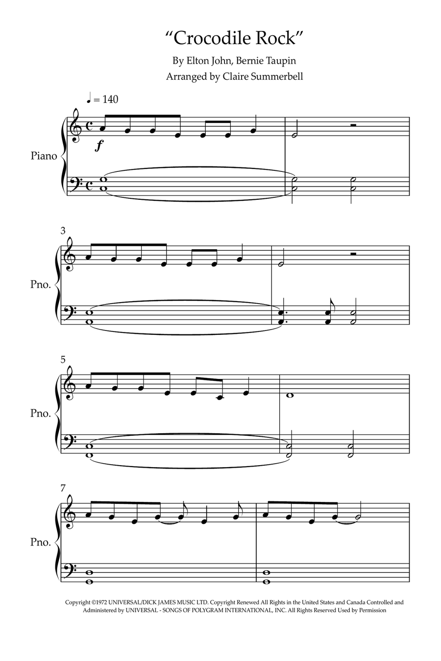 Crocodile Rock Piano Method scores gallery preview page 1