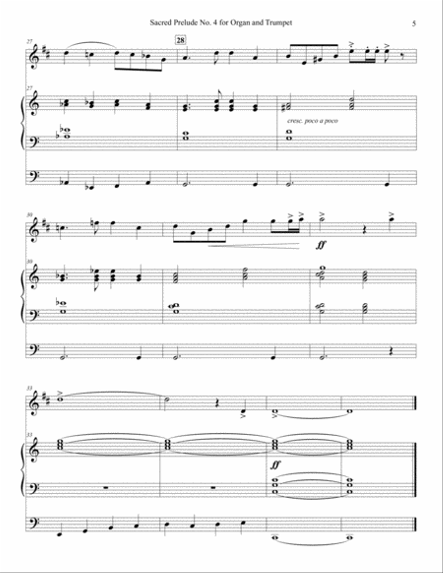 Sacred Prelude No. 4 for Organ and Trumpet Trumpet Duet scores gallery preview page 5