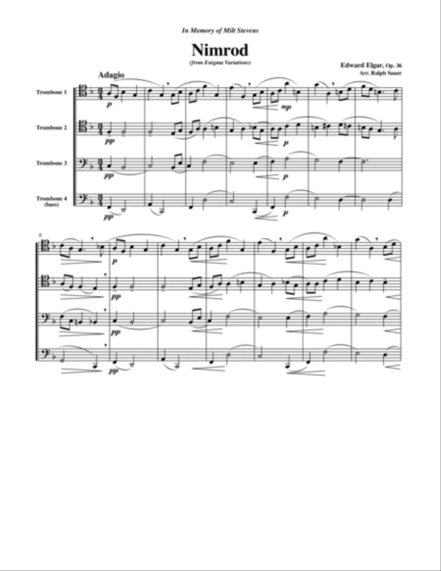 Nimrod from the Engima Variations for Trombone Quartet Trombone Quartet scores gallery preview page 2