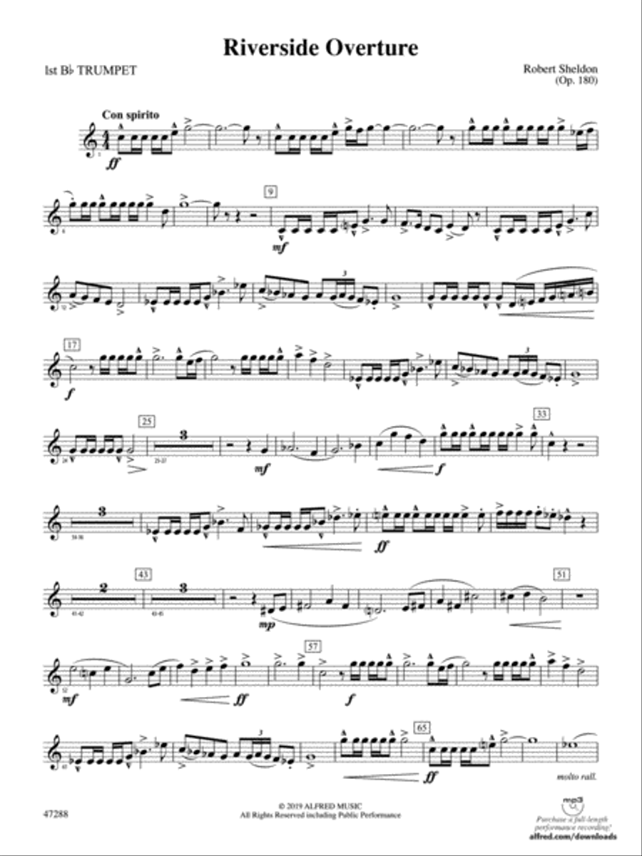 Riverside Overture: 1st B-flat Trumpet Concert Band scores gallery preview page 1