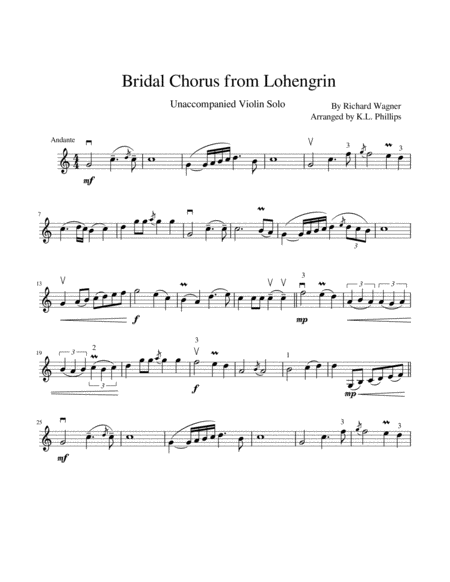 Bridal Chorus and Wedding March - Unaccompanied Violin Solos image number null