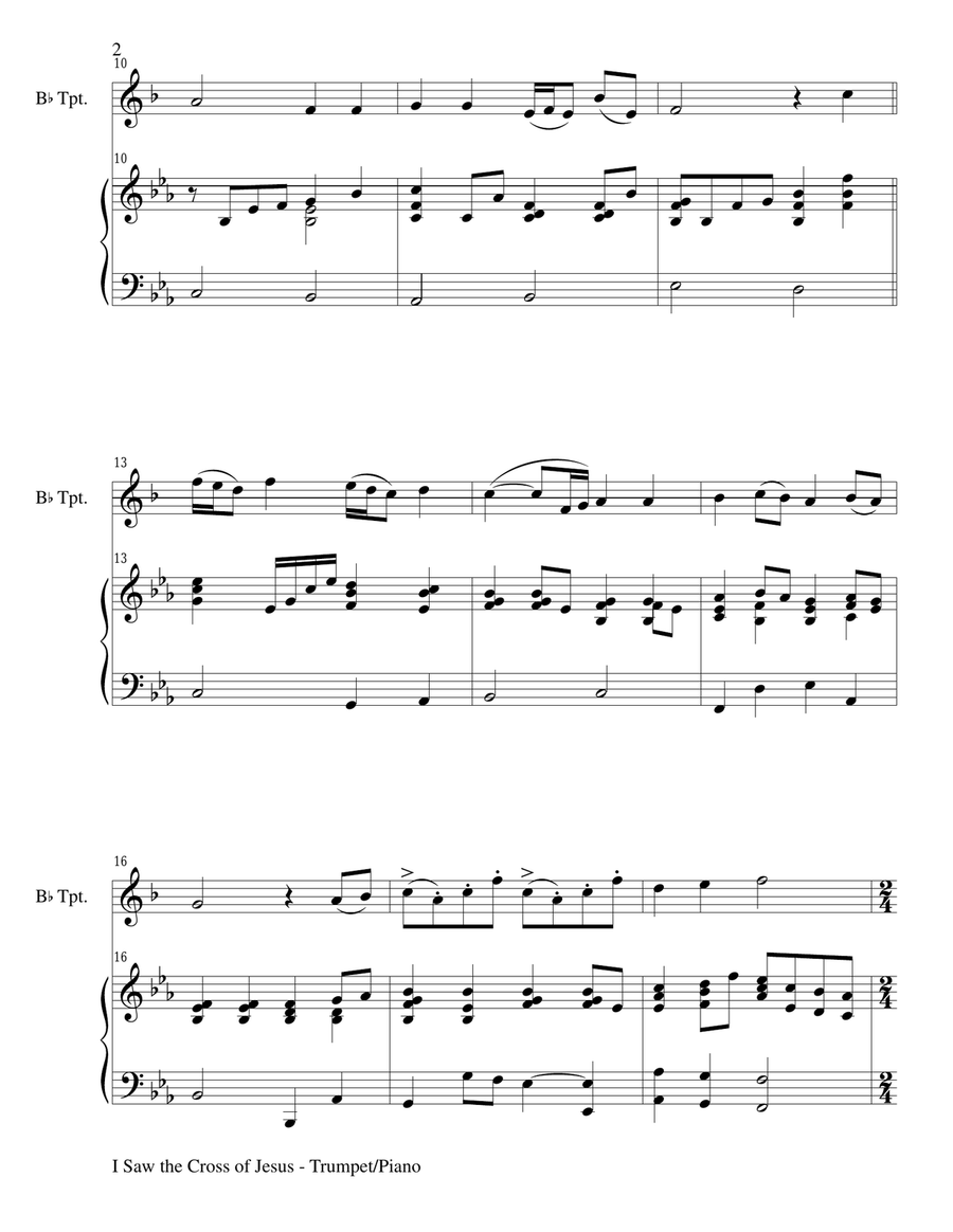 I SAW THE CROSS OF JESUS (Duet – Bb Trumpet and Piano/Score and Parts) Trumpet Duet scores gallery preview page 2