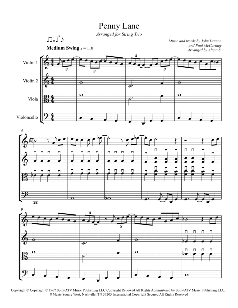 Penny Lane String Trio scores gallery preview page 1