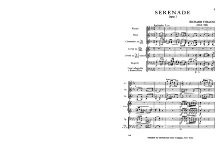 Miniature Score To Serenade In E Flat Major, Opus 7 For 13 Instruments
