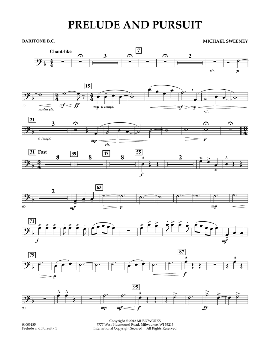 Prelude And Pursuit - Baritone B.C. Concert Band scores gallery preview page 1
