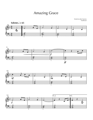 Amazing Grace - Easy Piano in F Major