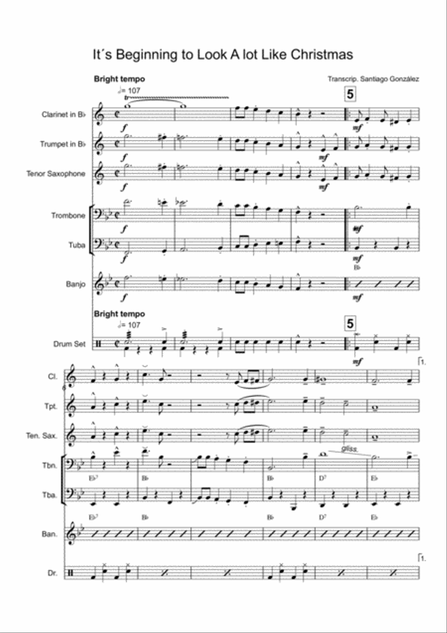 It's Beginning To Look Like Christmas Clarinet scores gallery preview page 1