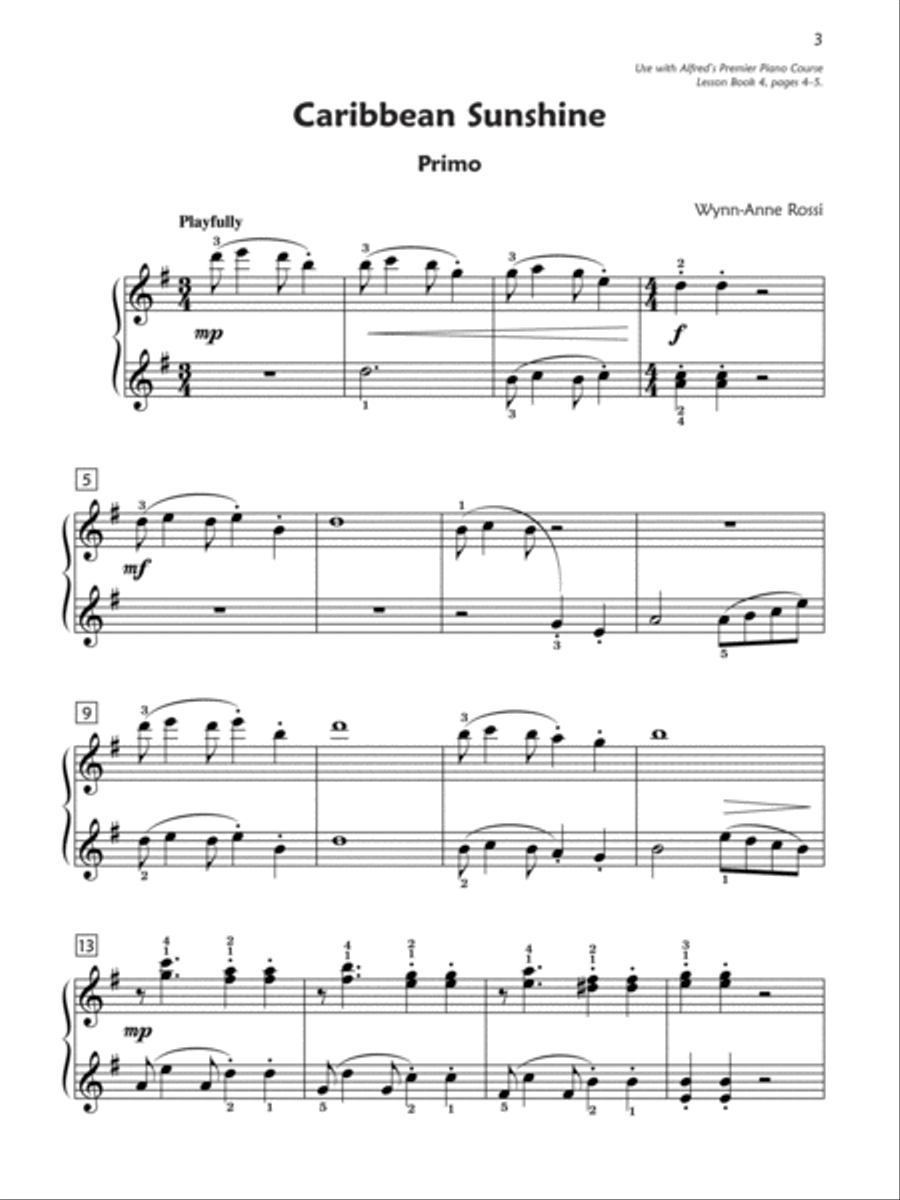 Premier Piano Course, Duet 4 Piano Method scores gallery preview page 3