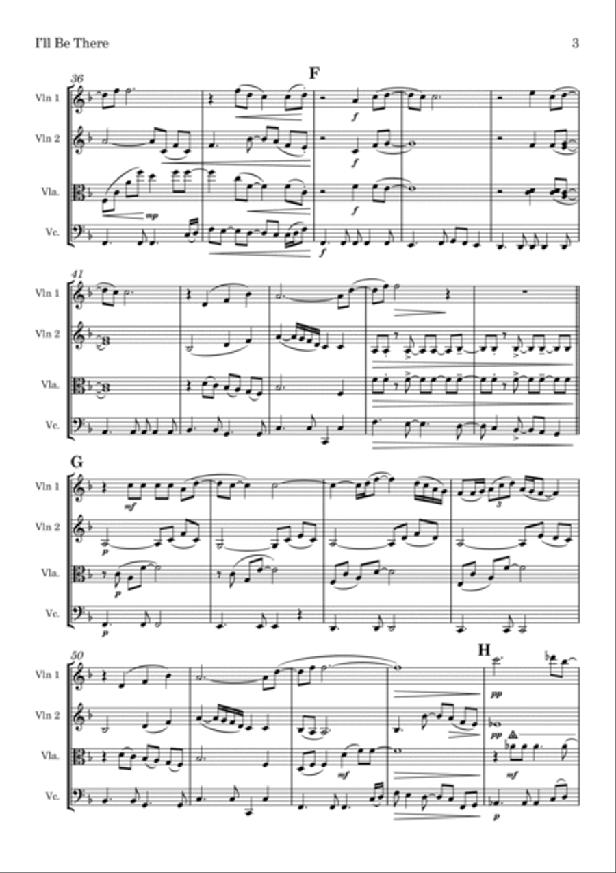I'll Be There String Quartet scores gallery preview page 3