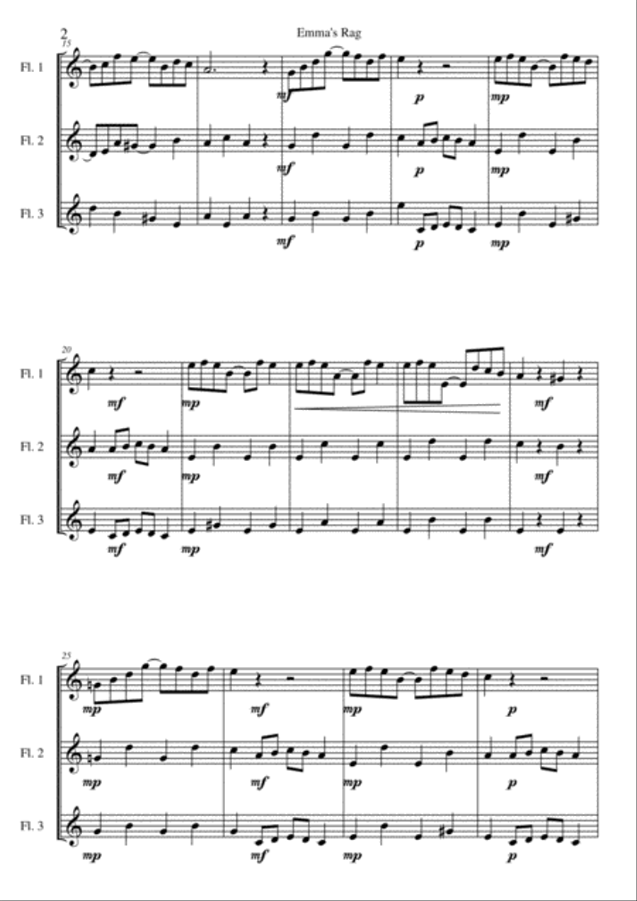Emma's Rag - For Flute Trio Flute Trio scores gallery preview page 2