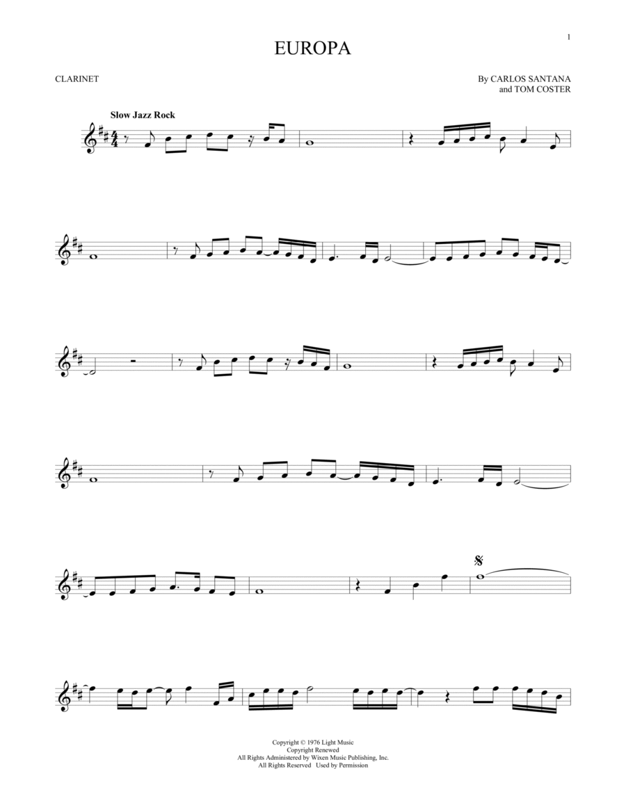 Europa Clarinet Solo scores gallery preview page 1
