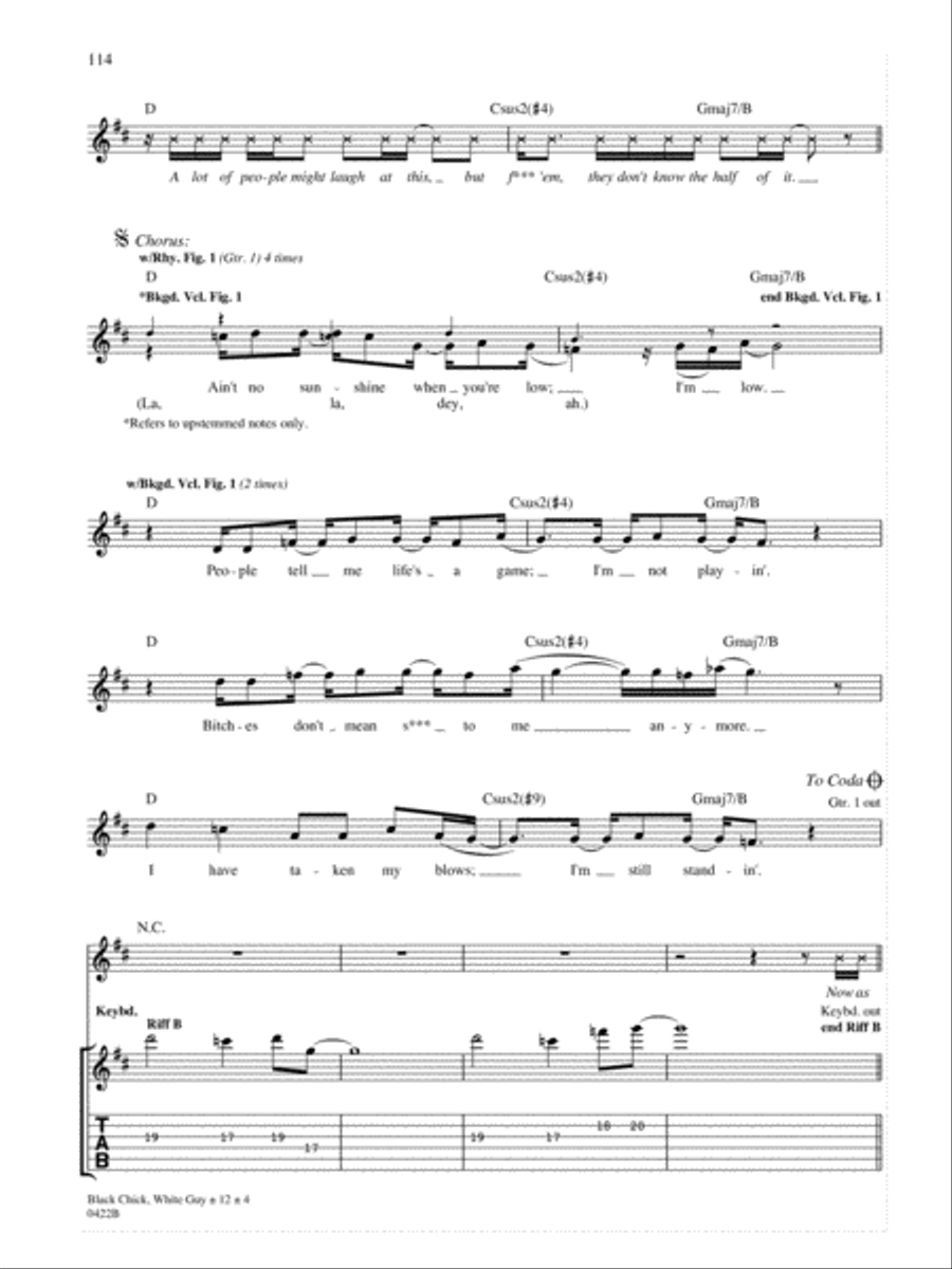 Black Chick, White Guy Black Chick, White Guy Guitar Tablature scores gallery preview page 4