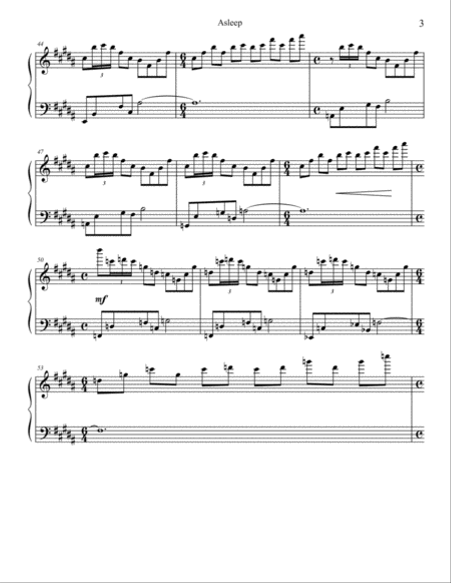 Asleep Asleep Piano Solo scores gallery preview page 3