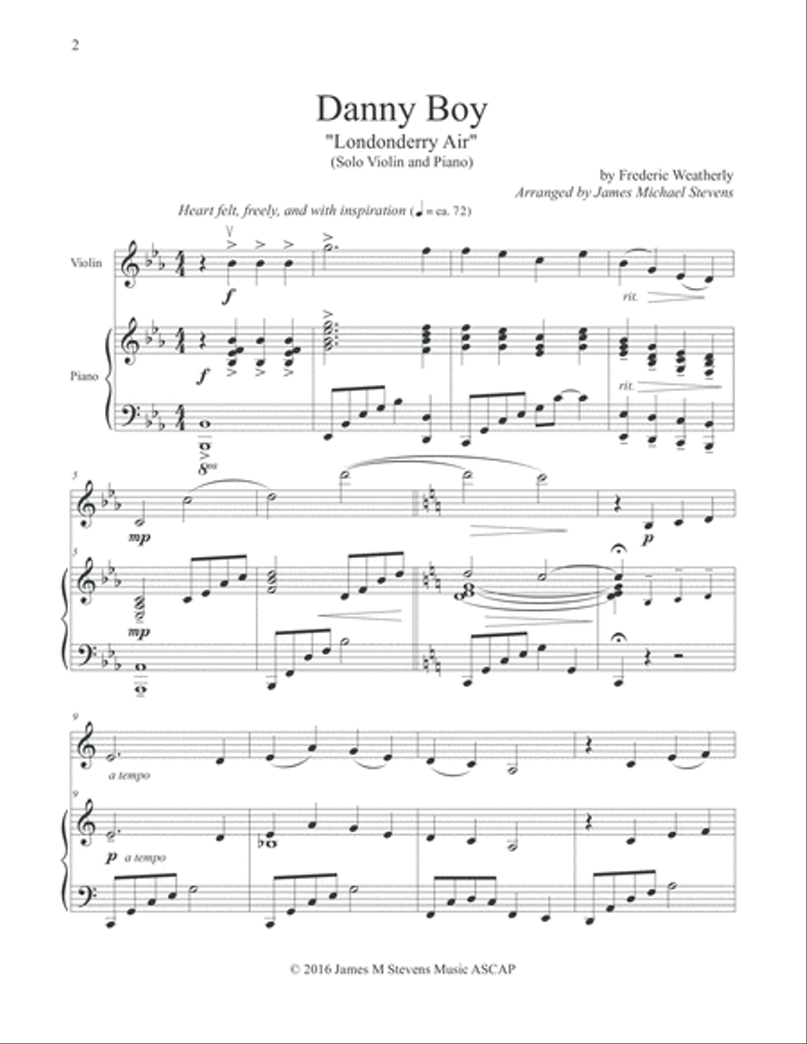 Danny Boy (Londonderry Air) VIOLIN Violin Solo scores gallery preview page 2