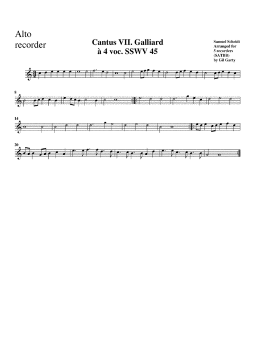 Paduan no.7 SSWV 45 (arrangement for 5 recorders) Recorder scores gallery preview page 3