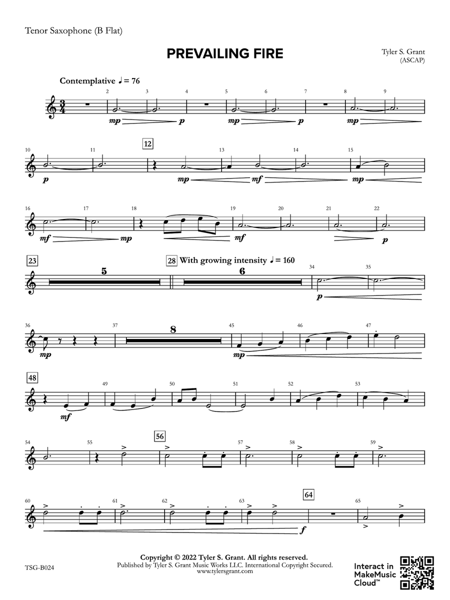 Prevailing Fire: B-flat Tenor Saxophone