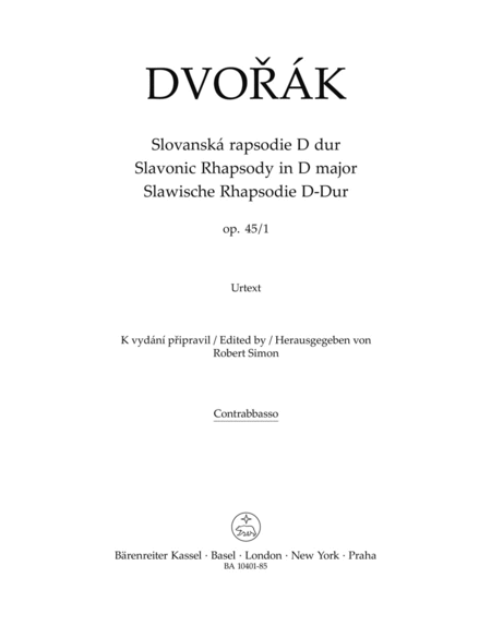 Slavonic Rhapsody in D major op. 45/1 for Orchestra (double bass part)