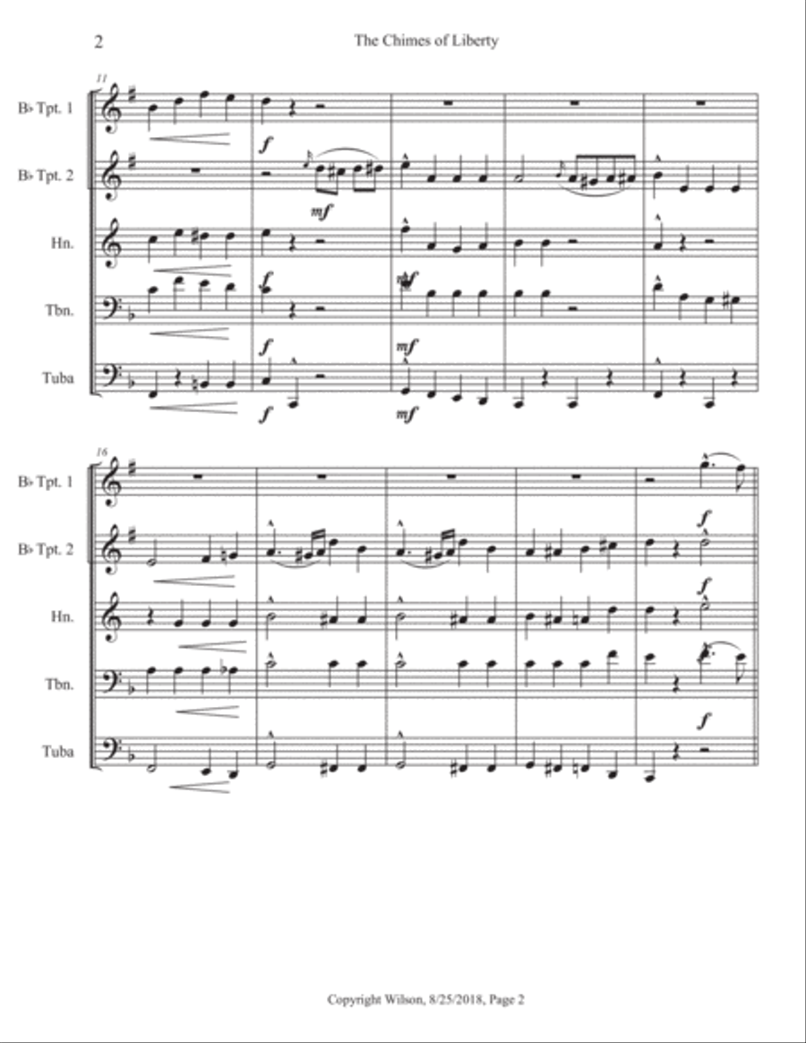 The Chimes of Liberty Brass Quintet scores gallery preview page 3