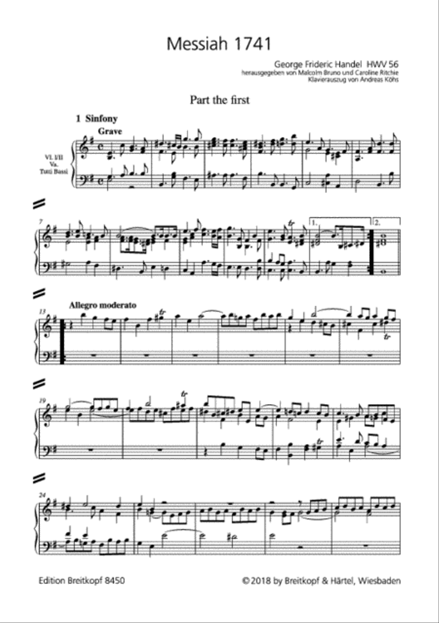 Messiah 1741 HWV 56 4-Part scores gallery preview page 2