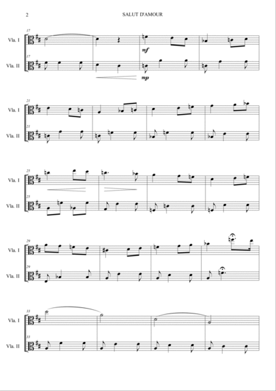 Salut d'amour String Duet scores gallery preview page 2