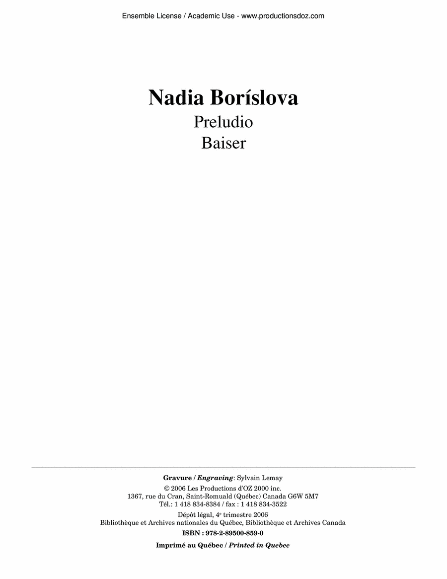 Preludio, Baiser Preludio, Baiser Classical Guitar scores gallery preview page 1