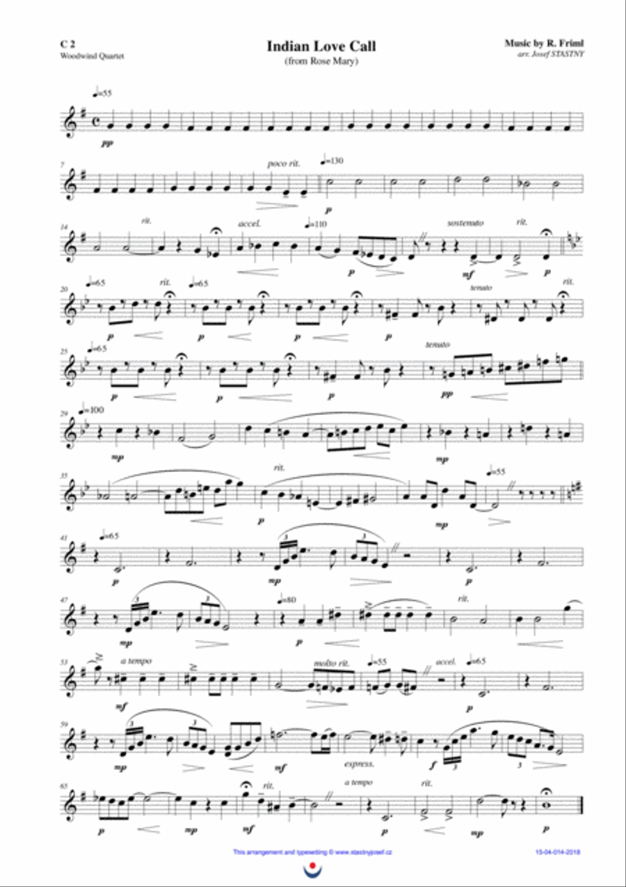 Indian Love Call Woodwind Quartet scores gallery preview page 5