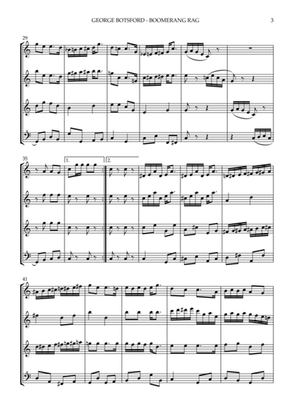 George Botsford - Boomerang Rag (Ragtime) - for recorder quartet image number null