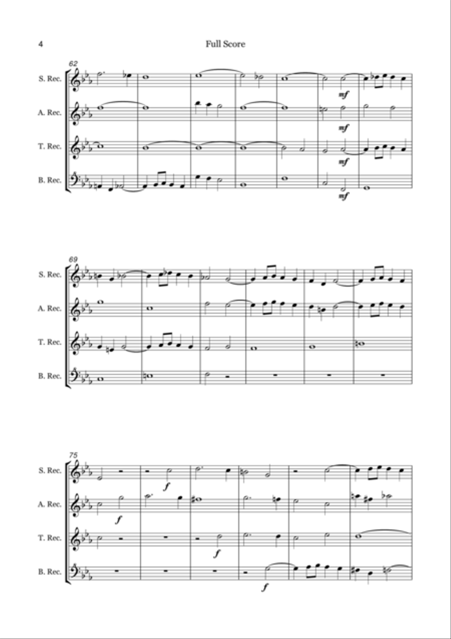 Fugue in C Minor for Recorder Quartet Small Ensemble scores gallery preview page 5