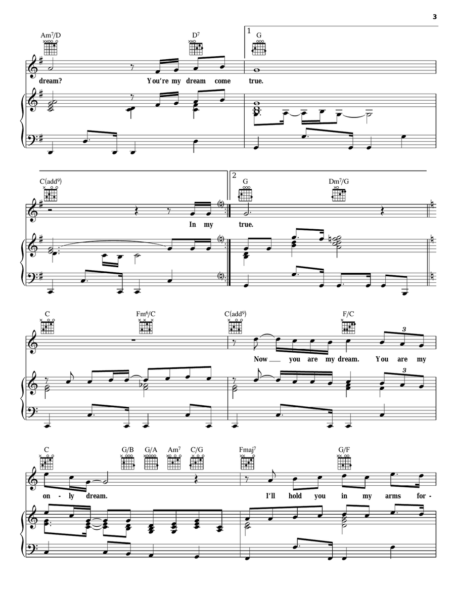 Who Needs To Dream Piano, Vocal, Guitar scores gallery preview page 3