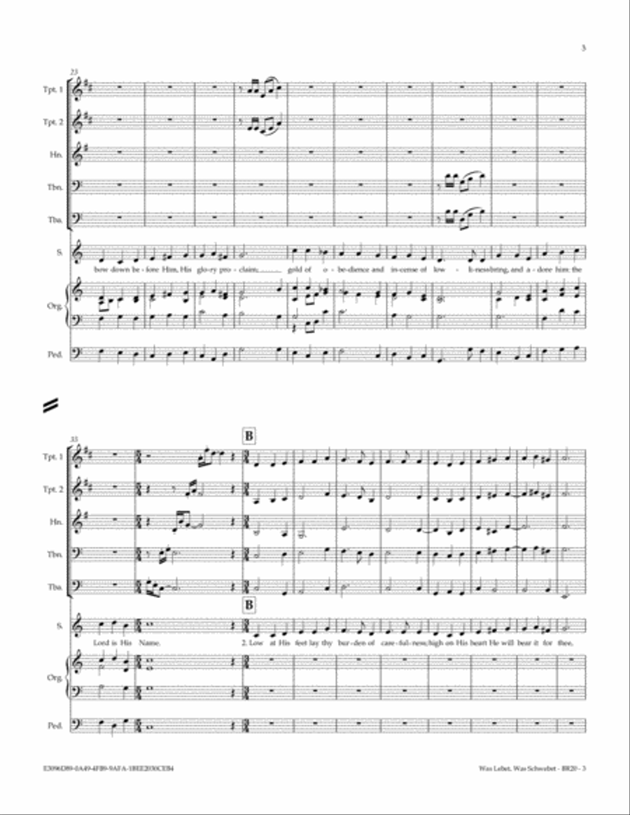 Was Lebet, Was Schwebet (O Worship The Lord In The Beauty Of Holiness) Small Ensemble scores gallery preview page 3