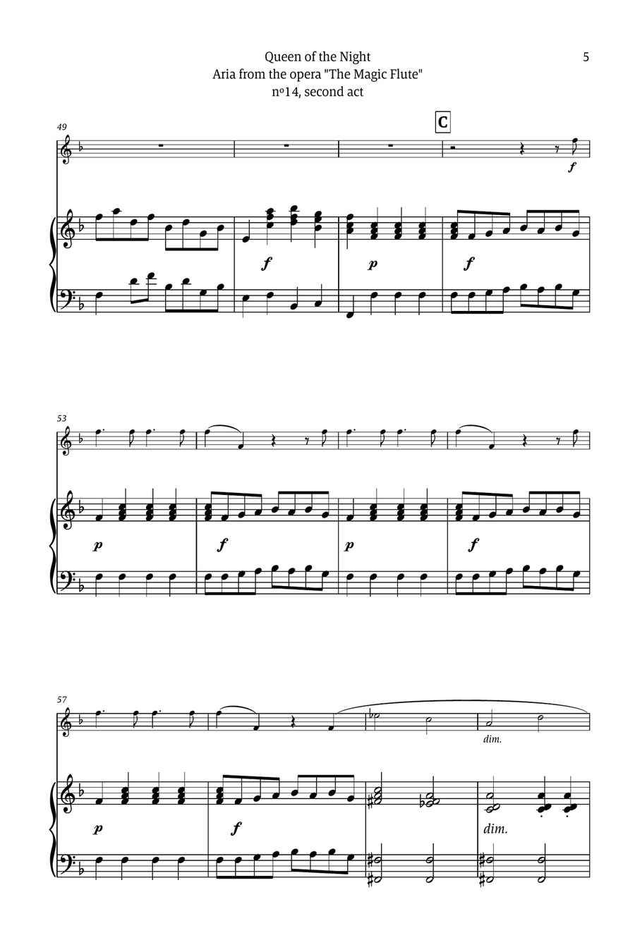 Queen of the Night - for solo glockenspiel (with piano) Chamber Music scores gallery preview page 5