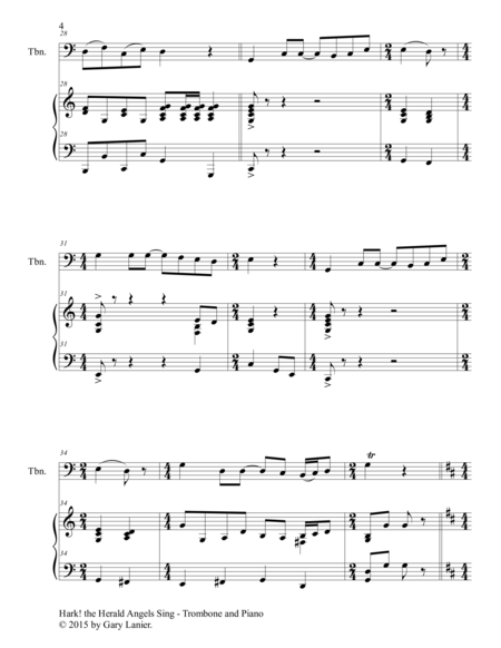 THREE CHRISTMAS HYMNS (Duets for Trombone & Piano) image number null