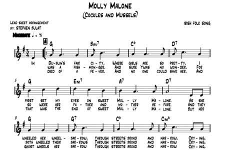 Molly Malone (Cockles and Mussels) - Lead sheet in original key of G