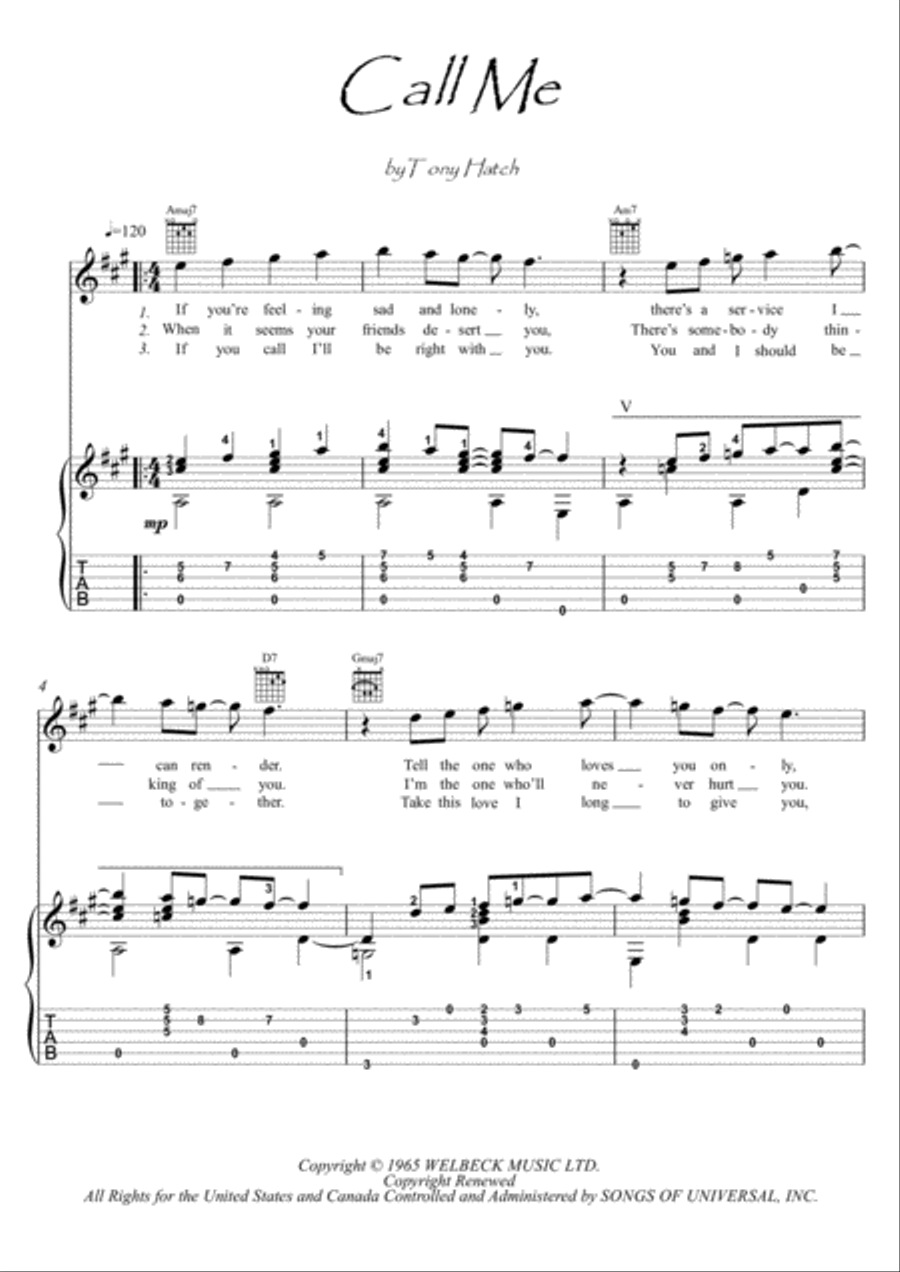 Call Me Call Me Electric Guitar scores gallery preview page 1