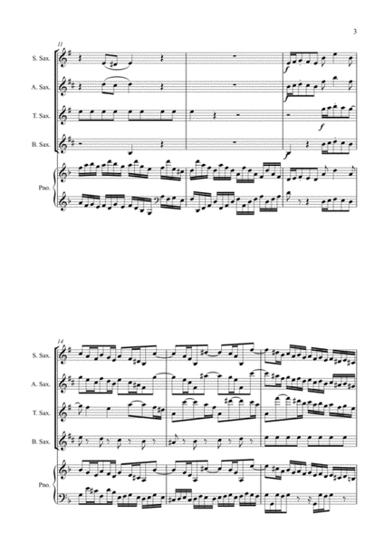 Harpsichord Concerto no. 1 in D Minor BWV 1052 for saxophone quartet and piano image number null