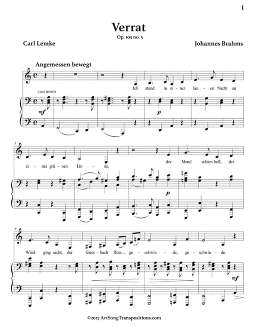 BRAHMS: Verrat, Op. 105 no. 5 (transposed to A minor)