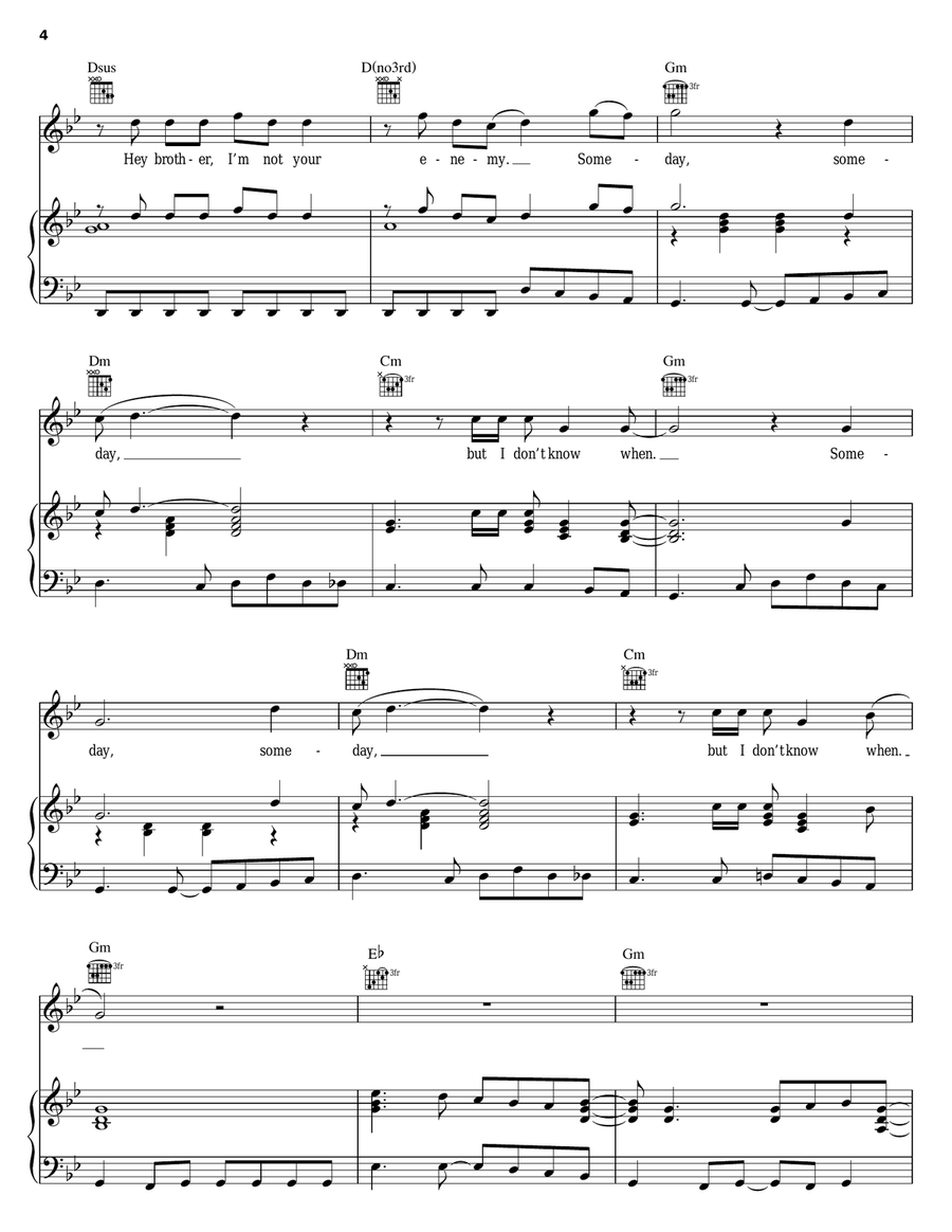 Someday Piano, Vocal, Guitar scores gallery preview page 4