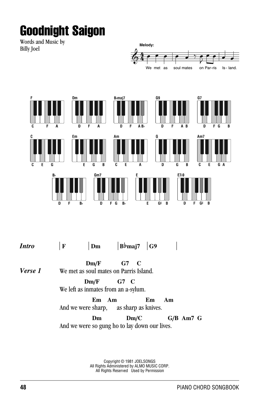 Goodnight Saigon Goodnight Saigon Piano scores gallery preview page 1