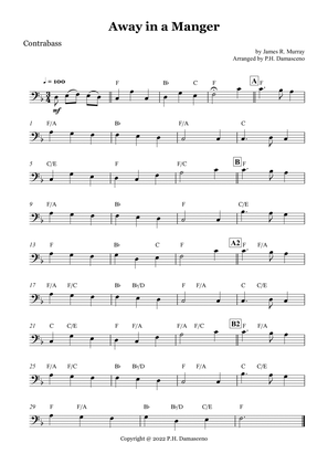 Away in a Manger - Contrabass Solo with Chords