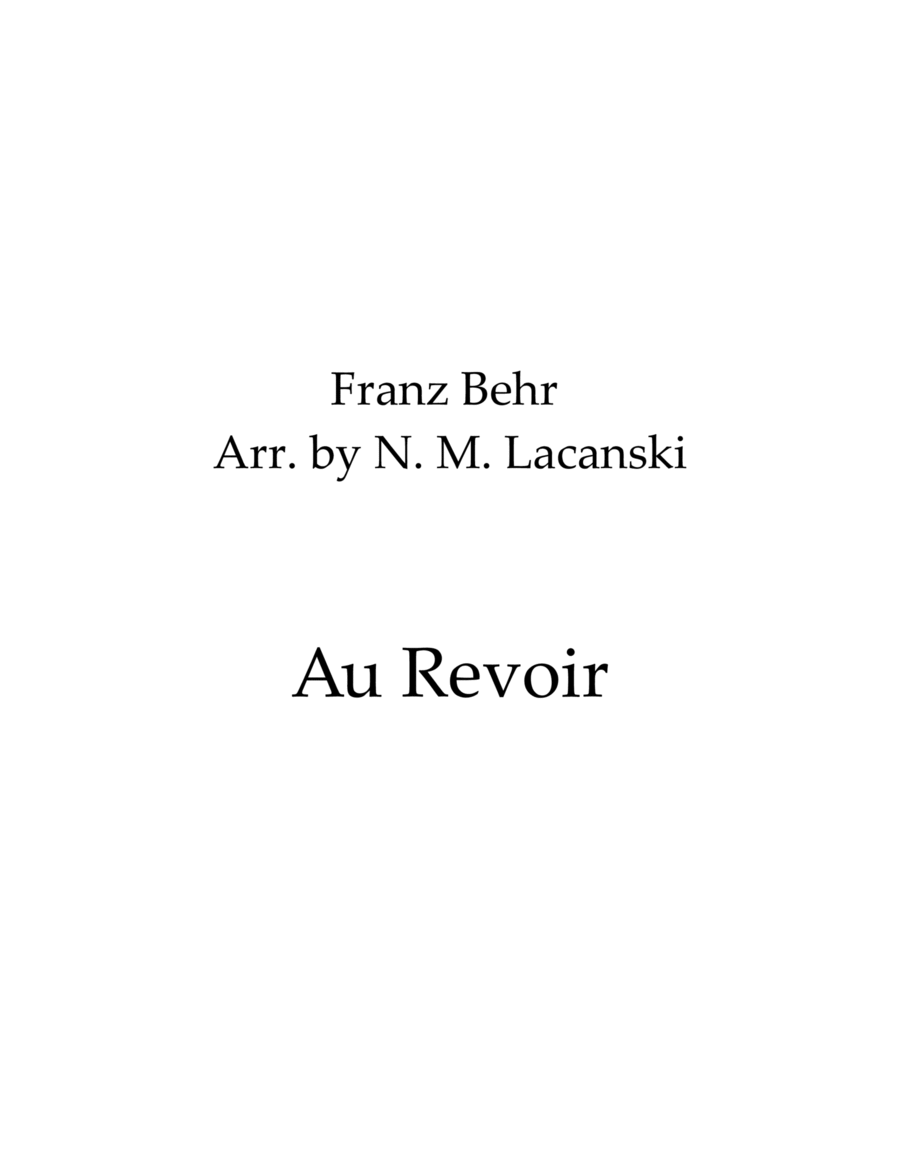 Au Revoir Au Revoir Clarinet Solo scores gallery preview page 1